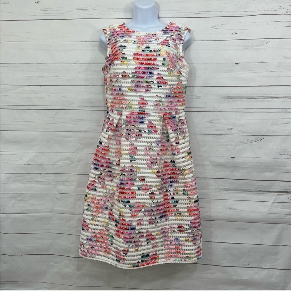Fit and Flare bright multicolored dress, wedding guest, spring, Easter, derby.